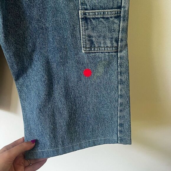 Vintage Anti-Basic Jeans Blue Solid Cotton Button & Zip Fly Long Denim Short Siz - Picture 10 of 14